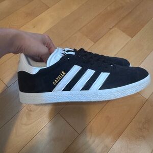 Adidas Gazelle Black Suede with White Stripes
